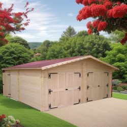 Garage Double Vermont Double Pente 42,16 m² – Épicéa Massif 42 mm – Feutre Bitumé – Sans Plancher de marque HABRITA, référence: J4217300