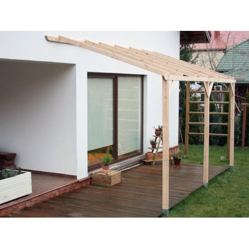 Carport Mural Adossable 15,00 m² – Pin Sylvestre – Structure en Bois – Sans Couverture - HABRITA