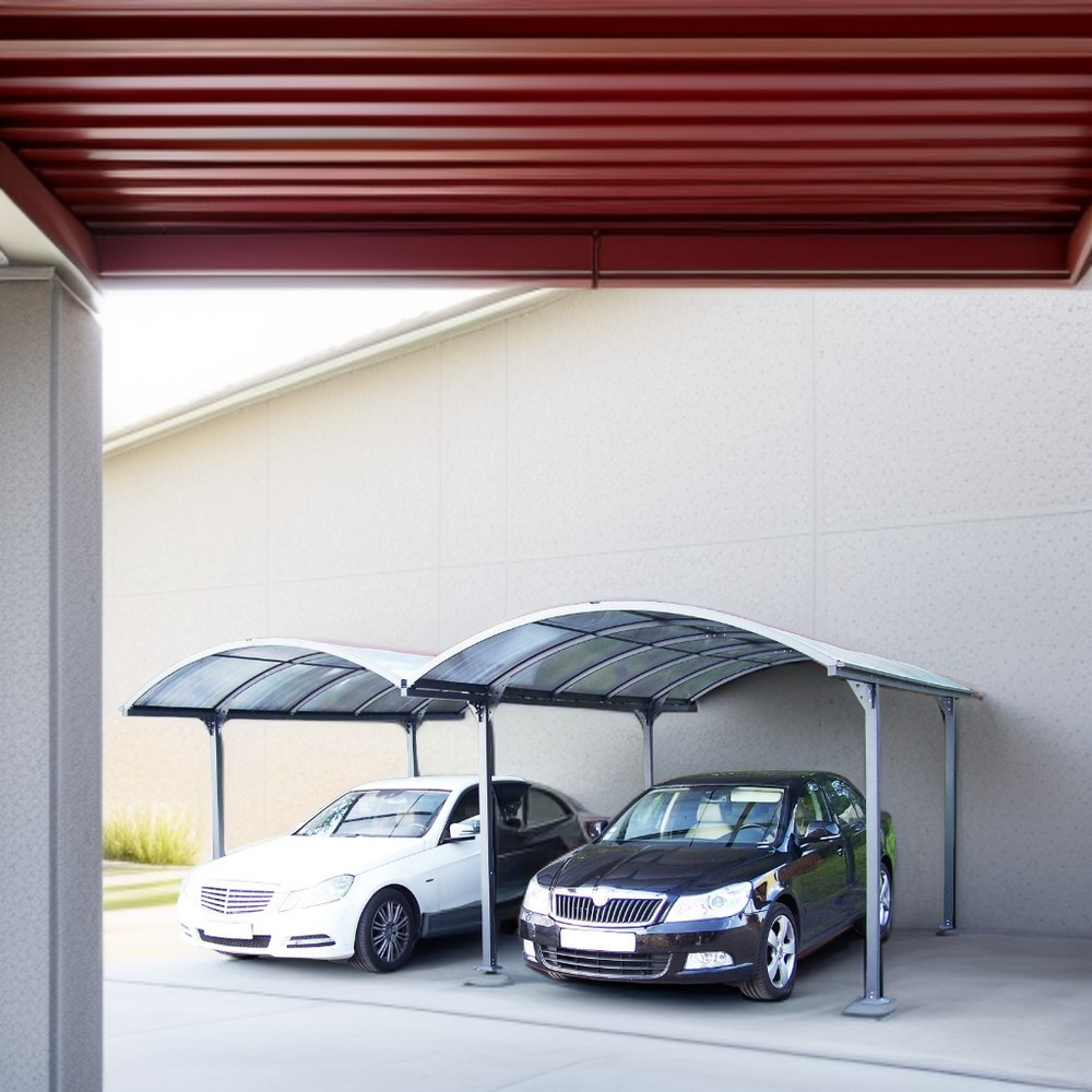 Carport aluminium DOUBLE - Toit demi-rond 28,62 m2