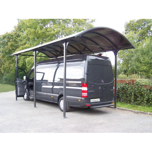 Carport aluminium pour camionnette, camping-car, caravane et bateau - 27,51 m² - Gris anthracite - Toit polycarbonate translucid - HABRITA