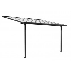 Toit terrasse aluminium - Gris anthracite - Panneaux en polycarbonate anti-UV 6 mm - HABRITA