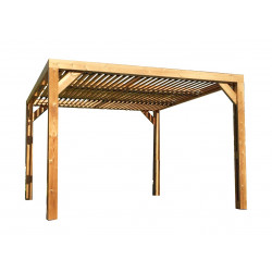 Pergola Thermauvent - Bois thermochauffé - Ventelles mobiles - 3,41 x 3,13 m de marque HABRITA, référence: J4615200