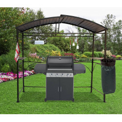 Carport barbecue autoportant à double toit - Finition époxy gris anthracite - Toit en acier galvanisé - Pieds réglables - Access de marque HABRITA, référence: J5013500