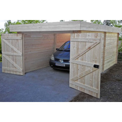 Garage Dorna Toit Plat 21,45 m² – Épicéa Massif 28 mm – Bac Acier – Sans Plancher de marque HABRITA, référence: J5017100