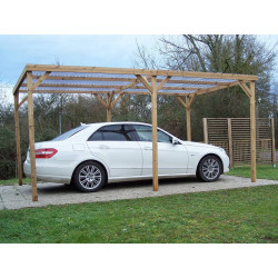 Pergola 14,79 m² – Bois Thermochauffé – Toit Plat avec 2 Modules Latéraux de marque HABRITA, référence: J5604400