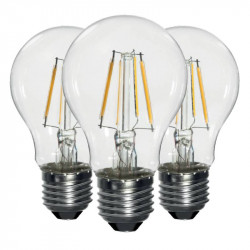 Ampoule LED-S19 Filament claire A60 - E27 - 6W - 360° - 3 000K - 810Lm - 3 pcs - FOXLIGHT