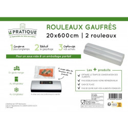 Sac sous vide rouleau gauffre 20x600cm X2 - LE PRATIQUE