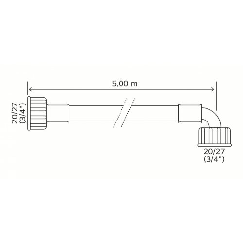 Flexible d'alimentation pour machine à laver - Droit et coudé FF3/4" - 5m - SOMATHERM FOR YOU