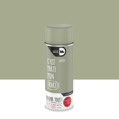 Bombe de peinture Relook tout MAISON DECO kaki satiné 400 ml - MAISON DECO