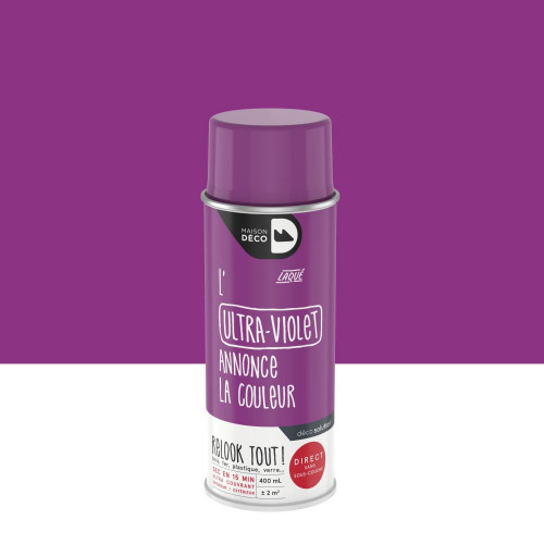 Bombe de peinture Relook tout MAISON DECO ultra-violet brillant 400 ml - MAISON DECO