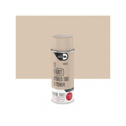 Peinture aérosol relook tout MAISON DECO beige kraft satiné 0.400 L - MAISON DECO