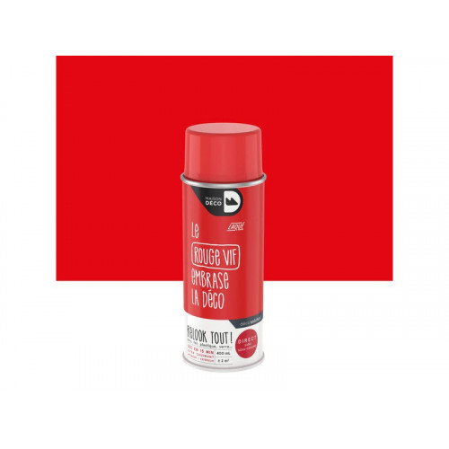 Peinture aérosol relook tout MAISON DECO rouge vif brillant 0.400 L - MAISON DECO