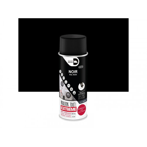 Peinture aérosol relook tout extreme MAISON DECO noir ral 9005 RAL 9005 satiné 0.400 L - MAISON DECO