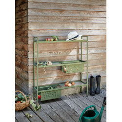 Etagère Balcon en acier à 3 niveaux - 118 x 24 x 102 cm - vert - PROLOISIRS