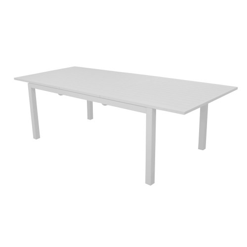 Table de jardin extensible Genes en aluminium/lattes - 160/240 x 100 cm - blanc - PROLOISIRS