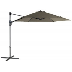 Parasol en acier déporté push up à 6 baleines - diamètre 300 cm - taupe de marque PROLOISIRS, référence: J8230700