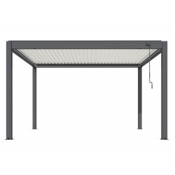 Pergola bioclimatique autoportée Star Led manuelle aluminium/lames - 3 x 4 m - grey/blanc - PROLOISIRS