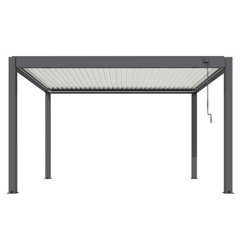 Pergola bioclimatique autoportée Star Led manuelle aluminium/lames - 3 x 4 m - grey/blanc - PROLOISIRS