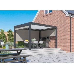 Pergola bioclimatique autoportée Star Led manuelle aluminium/lames - 3 x 4 m - grey/blanc - PROLOISIRS