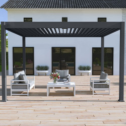 Pergola bioclimatique autoportante 3x4M - Anthracite - ELMO de marque Ombréa, référence: J8377200