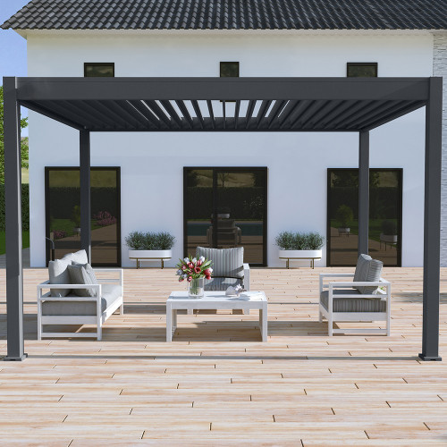 Pergola bioclimatique autoportante 3x4M - Anthracite - ELMO - Ombréa