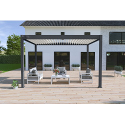 Pergola bioclimatique Ombréa autoportante 3x4M - Anthracite/blanc - ELMO - Ombréa