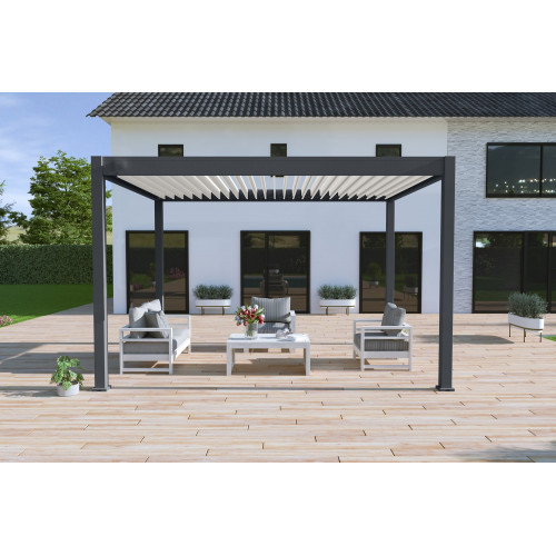 Pergola bioclimatique Ombréa autoportante 3x4M - Anthracite/blanc - ELMO - Ombréa