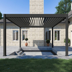 Pergola bioclimatique Ombréa autoportante 4x4M - Anthracite - ELMO de marque Ombréa, référence: J8377500