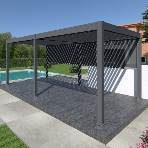 Pergola bioclimatique Ombréa autoportante 3x6M - Anthracite - ELMO - Ombréa