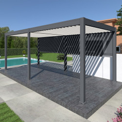 Pergola bioclimatique Ombréa autoportante 3x6M - Anthracite/blanc - ELMO de marque Ombréa, référence: J8377900