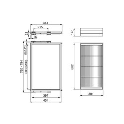 Kit de panier et cadre coulissant - fermeture souple pour armoire- réglable- module 800mm- Gris pierre - EMUCA