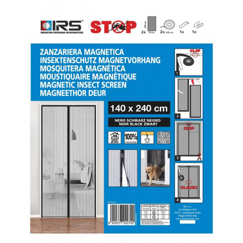 Moustiquaire magnétique pour porte - ECCO MAGNET 140X240 - NOIR - IRS