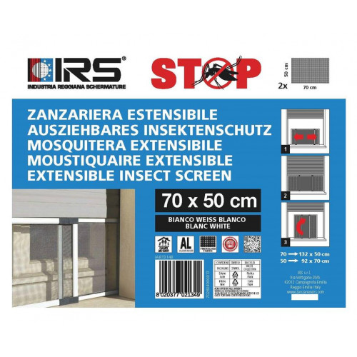 Moustiquaire extensible pour fenêtre - TELESIO 70X50 - BLANC - IRS