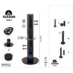 Ventilateur colonne Total 2 Noir - 25W - 2 turbines 500m3h - Noir - Glaziar