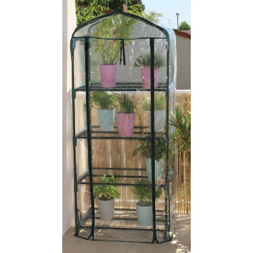 Serre de balcon 4 niveaux avec housse PVC - L. 69 x P. 49 x H. 160 cm - Made in France - Jany