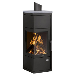 Poêle à bois Diego W+ Acier Noir - Dessus Pierre Ollaire - 6 kW de marque Justus, référence: B8510000