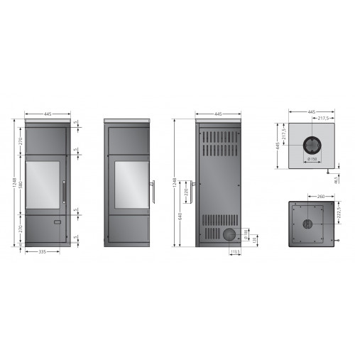 Poêle à bois Diego W+ Acier Noir - Dessus Pierre Ollaire - 6 kW - Justus