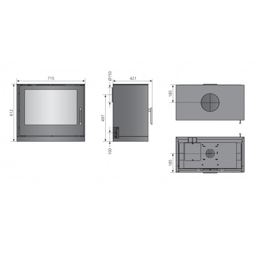 Poêle à bois Dias Acier Noir - 6,5 kW - Justus