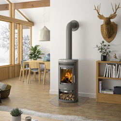 Poêle à bois Baltrum D 2.0 Acier Gris - Pierre Ollaire - 5,5 kW - Justus