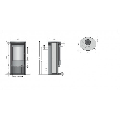 Poêle à bois Baltrum D 2.0 Acier Gris - Pierre Ollaire - 5,5 kW - Justus