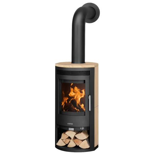 Poêle à bois Baltrum D 2.0 Acier Noir - Pierre Sable - 5,5 kW - Justus