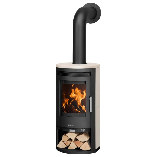 Poêle à bois Baltrum D 2.0 Acier Noir - Pierre Cream - 5,5 kW - Justus