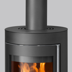 Poêle à bois Mino 2.0 Acier Noir - Dessus Acier Noir, Porte Fonte - 5,5 kW - Justus