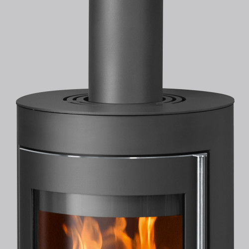 Poêle à bois Mino 2.0 Acier Noir - Dessus Acier Noir, Porte Fonte - 5,5 kW - Justus