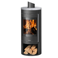 Poêle à bois Mino 2.0 Acier Noir - Dessus Pierre Ollaire, Porte Fonte - 5,5 kW de marque Justus, référence: B8511400