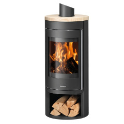 Poêle à bois Mino 2.0 Acier Noir - Dessus Pierre Sable, Porte Fonte - 5,5 kW de marque Justus, référence: B8511500