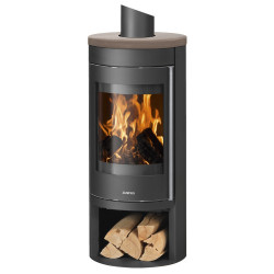 Poêle à bois Mino 2.0 Acier Noir - Dessus Céramique Grappa, Porte Fonte - 5,5 kW de marque Justus, référence: B8511600