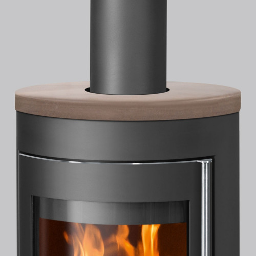 Poêle à bois Mino 2.0 Acier Noir - Dessus Céramique Grappa, Porte Fonte - 5,5 kW - Justus