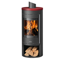 Poêle à bois Mino 2.0 Acier Noir - Dessus Céramique Rouge, Porte Fonte - 5,5 kW de marque Justus, référence: B8511700