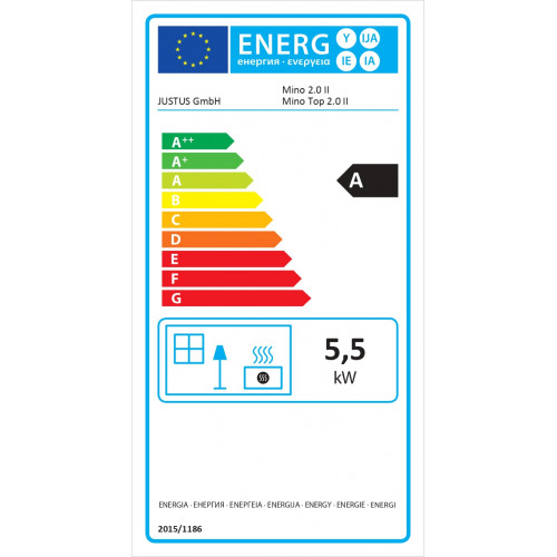 Poêle à bois Mino 2.0 Acier Noir - Dessus Céramique Rouge, Porte Fonte - 5,5 kW - Justus